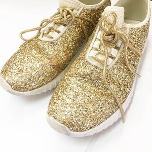 Gold glitter tennis shoes